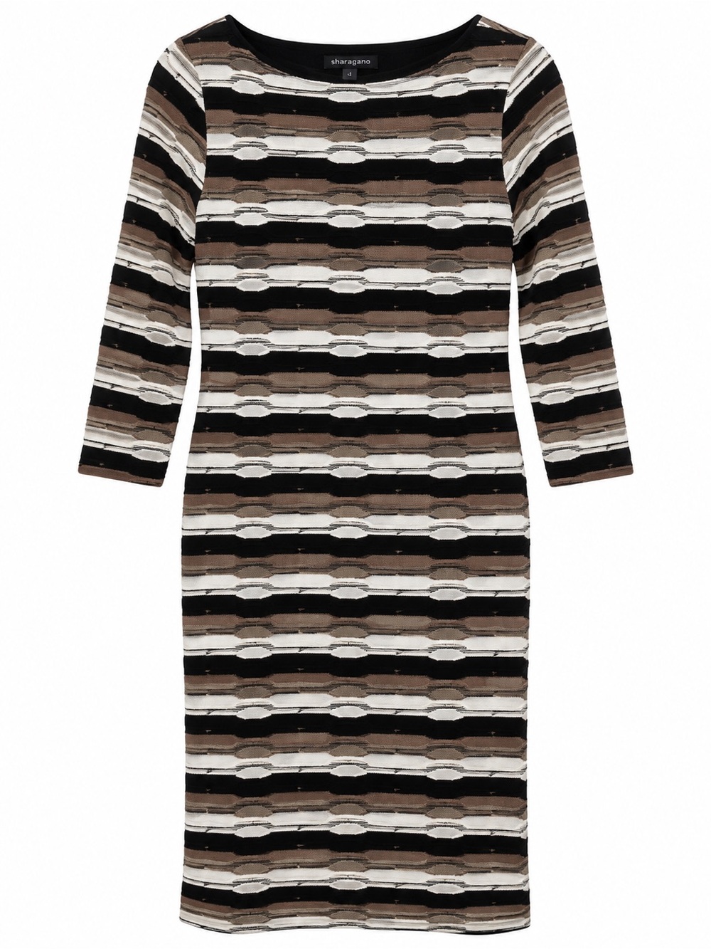 Sharagano Women’s Size 4 Striped Textured Knit Midi Sheath Dress